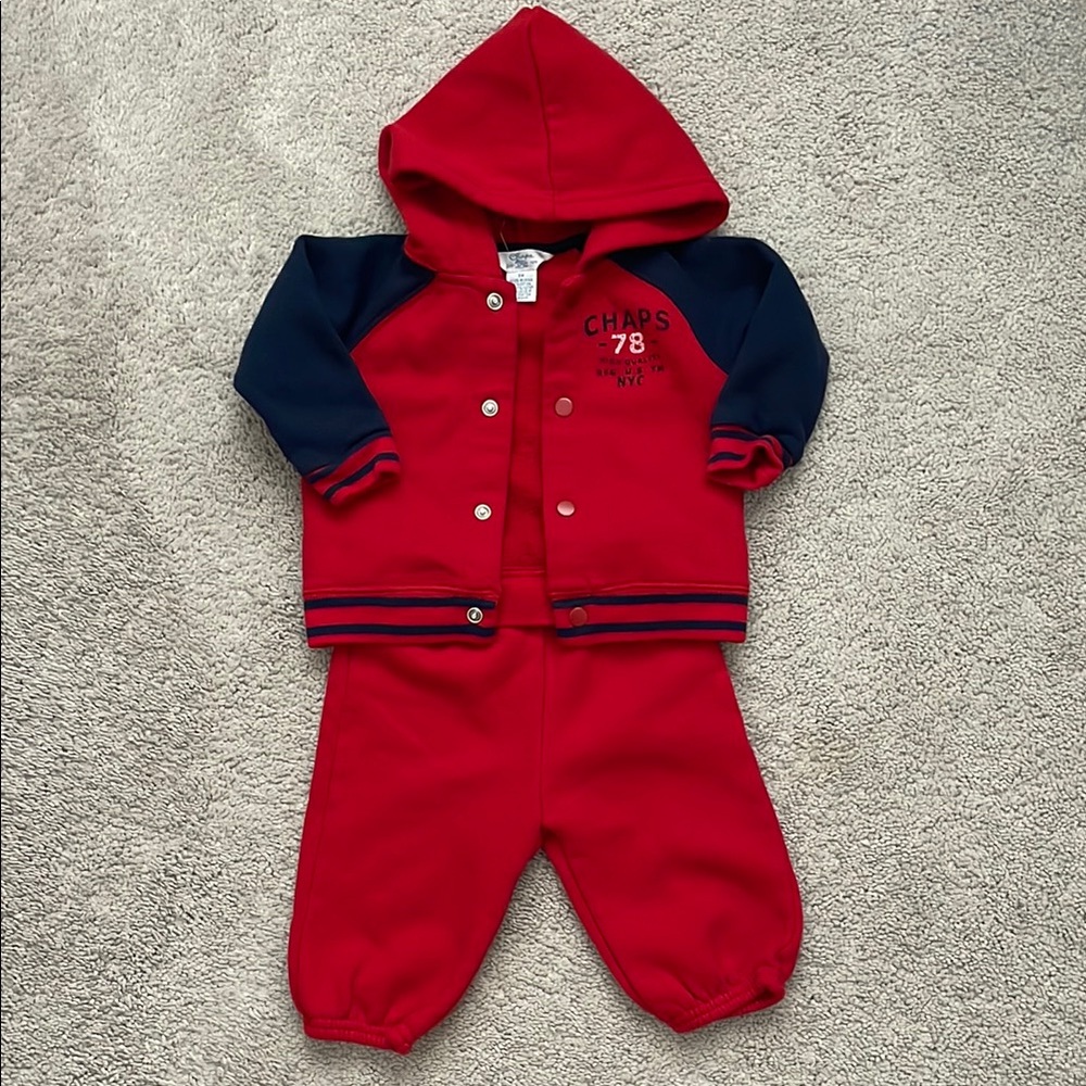 Chaps Red and Navy baby Matching Set 6M excellent!
